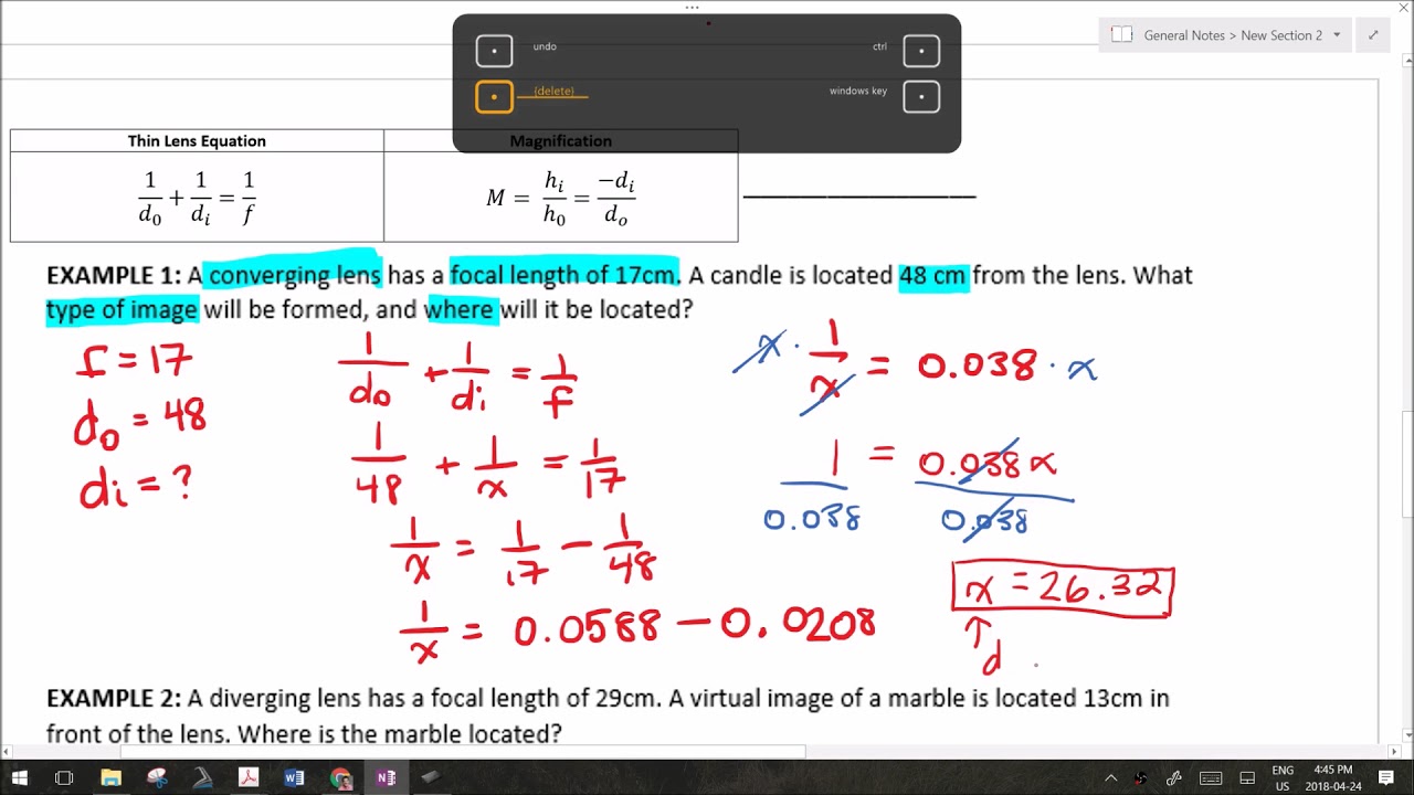 Optics: Solving problems using the Thin Lens & Magnification Equations