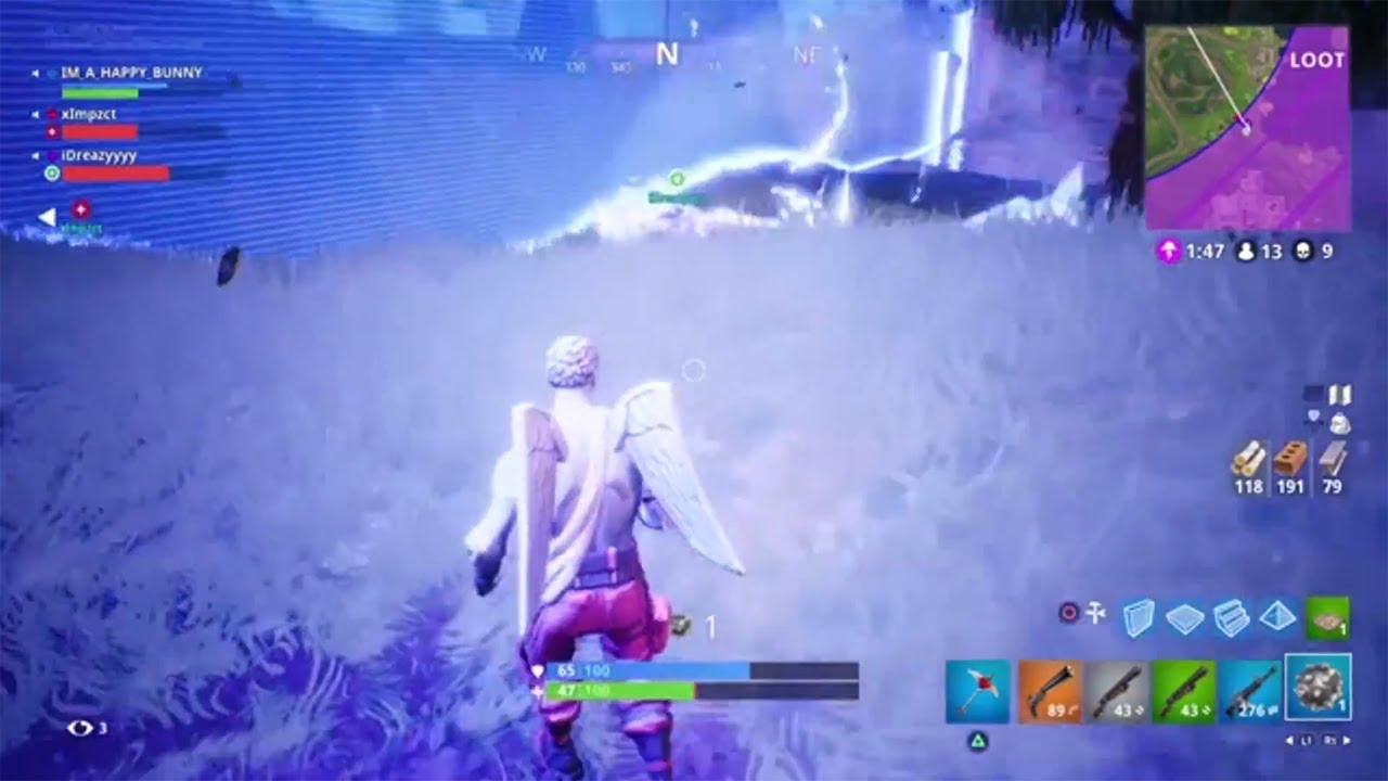 Fortnite -  Saving 2 teammates from the storm with impulse grenade (Battle Royale)