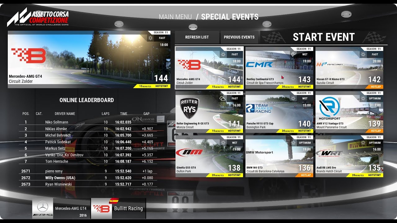 Assetto Corsa Competizione : In game Special Events l #SIMRACE #arisdrives