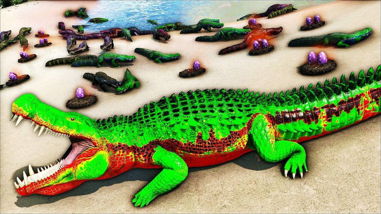 O LAGO DOS 500 BEB&Ecirc;S CROCODILO! O CROCZILLA KAIJU ESCRAVIZOU MINHA FAM&Iacute;LIA! ARK DINOSSAURO 100 DIAS