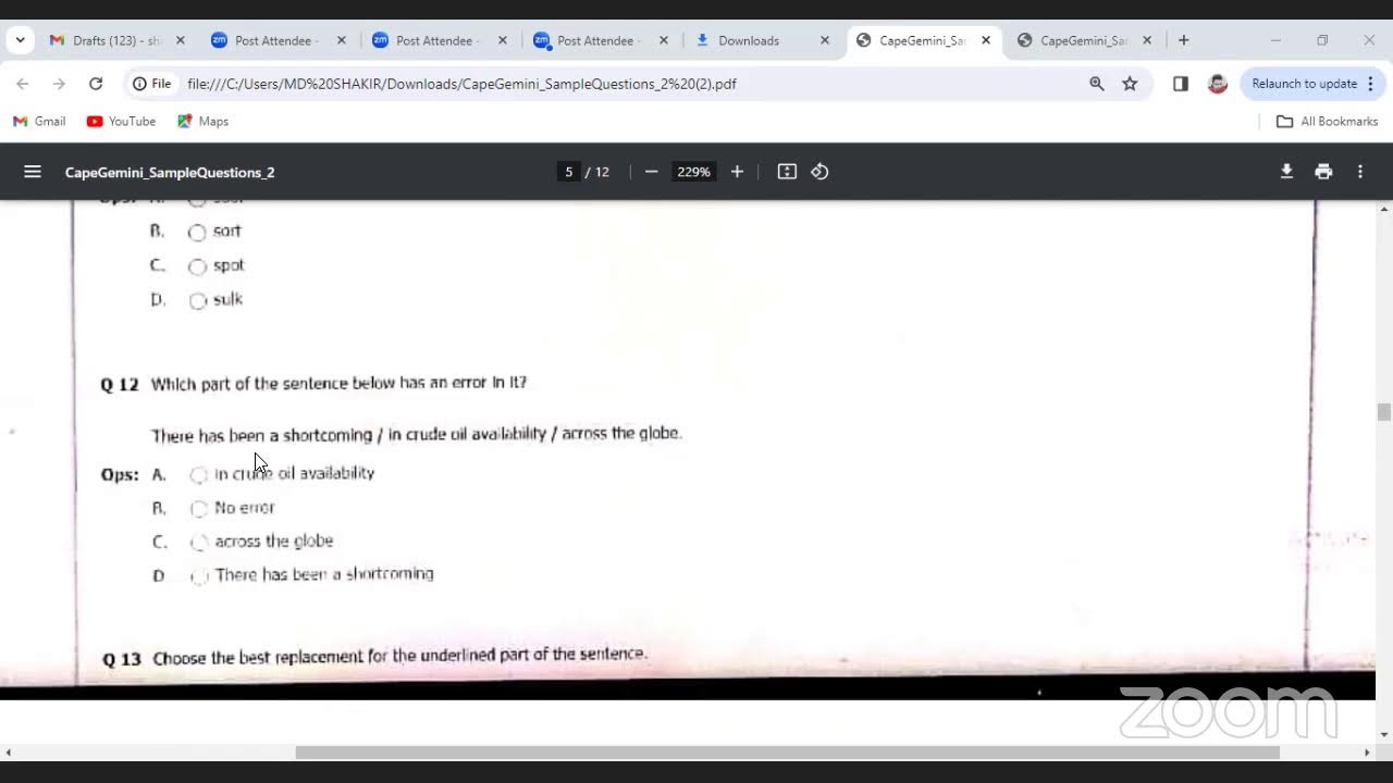 LeadSoft Placement Academy's Zoom Meeting | Capgemini Verbal Preparation | Shakir Sir & Suraj Sir