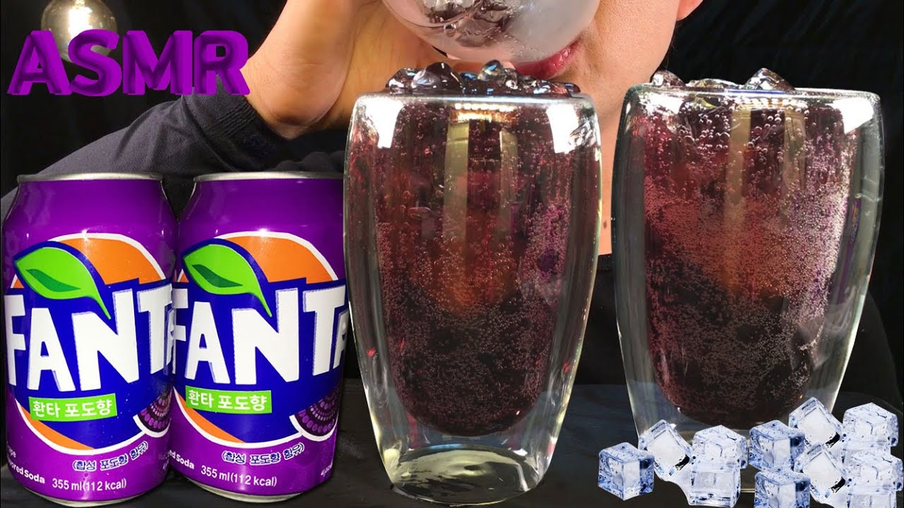 [ASMR] FANTA DRINKING SOUNDS WITH ICE CUP(NO TALKING)GRAPES FLAVORED 환타 포도맛 음료수 먹방 ファンタグレープ味飲料飲み