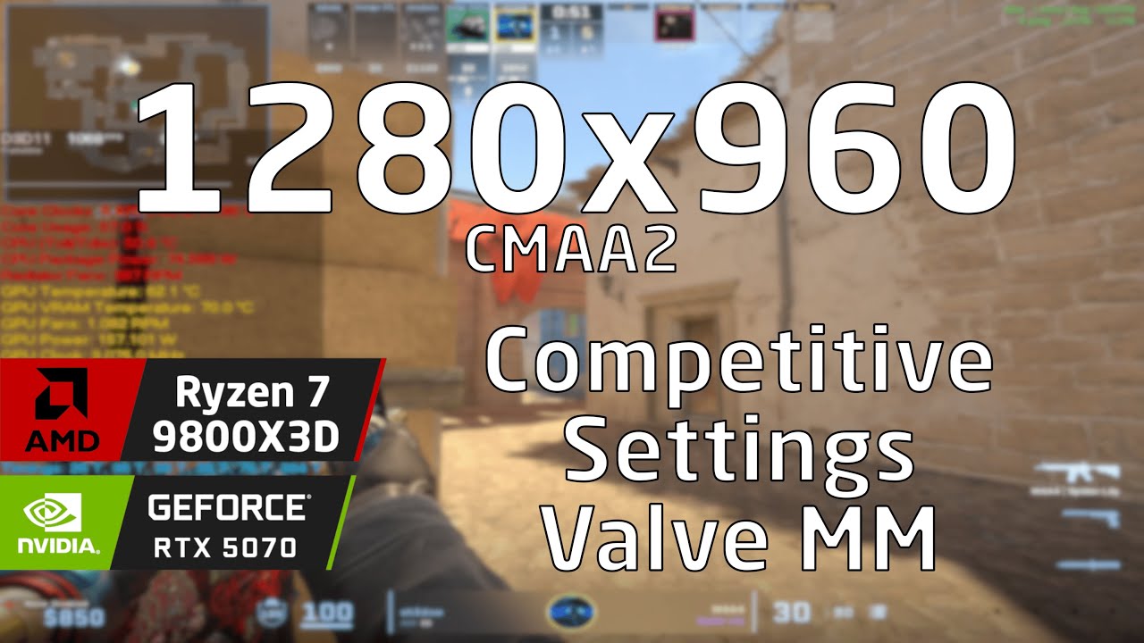 Ryzen 7 9800X3D & RTX 5070 OC | CS2 Valve Mirage Competitive | Competitive settings | 1280x960 CMAA2