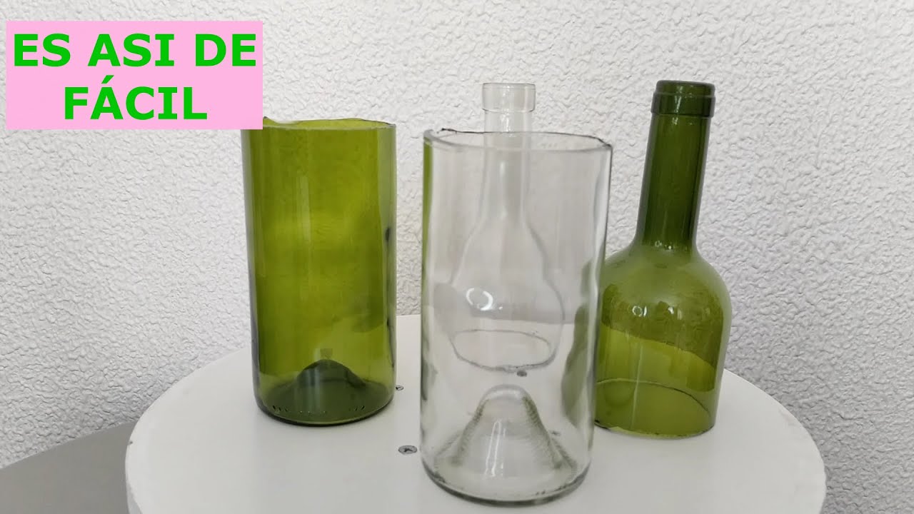 ASI DE FÁCIL CORTA UNA BOTELLA