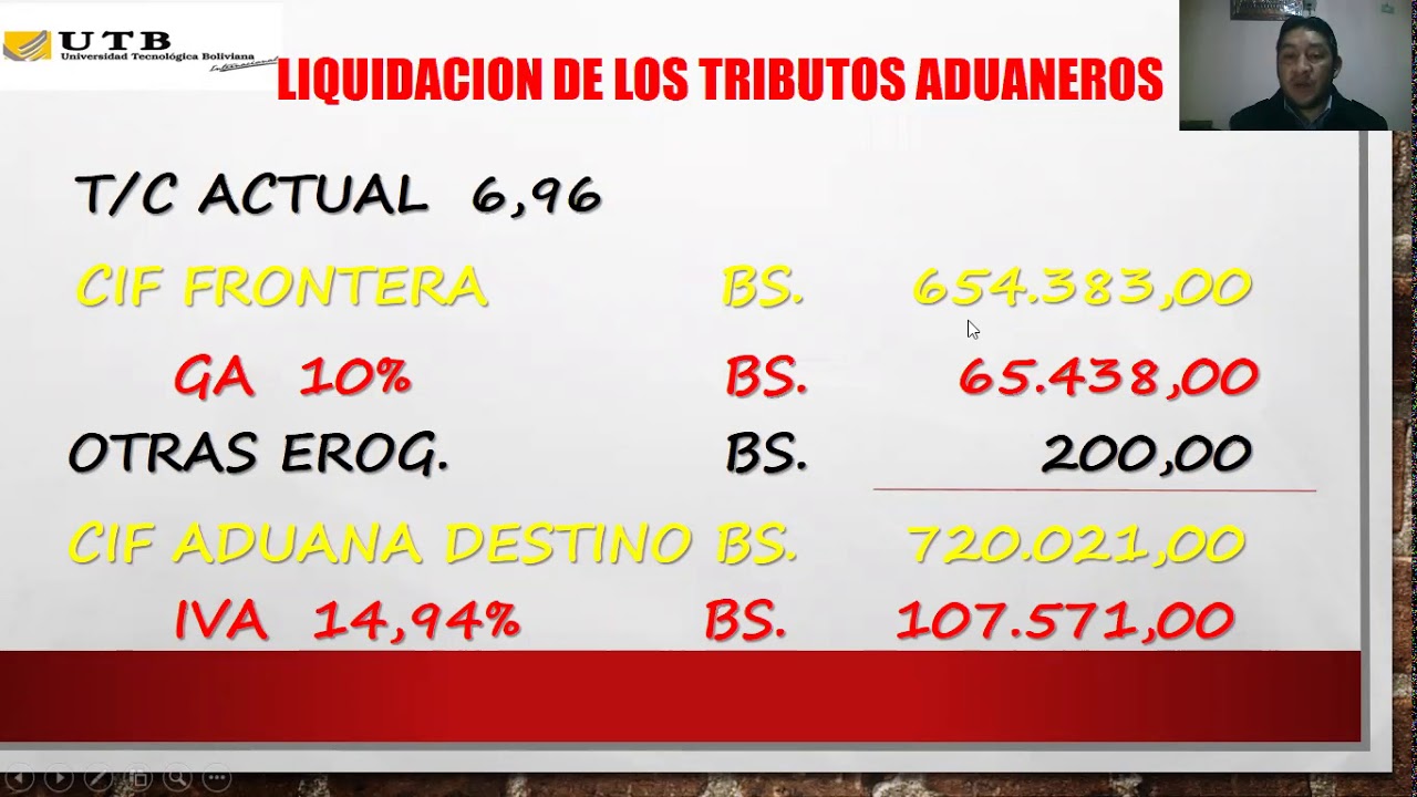 Liquidación de los tributos Aduaneros Bolivia