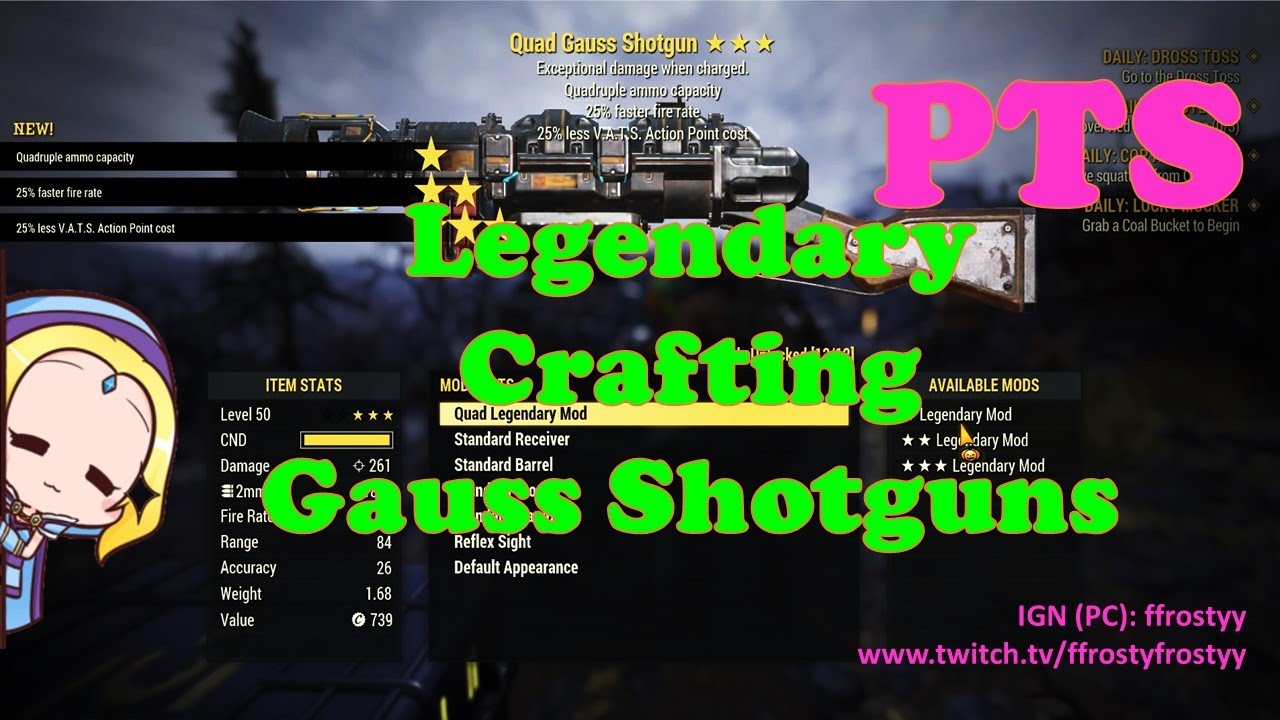 Fallout 76: PTS &ndash; Legendary Crafting: 57 Gauss Shotguns