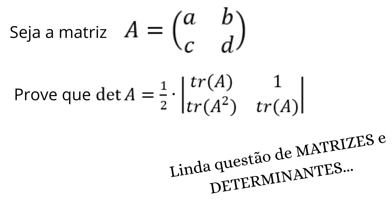 Demonstração de um determinante envolvendo o traço da matriz original