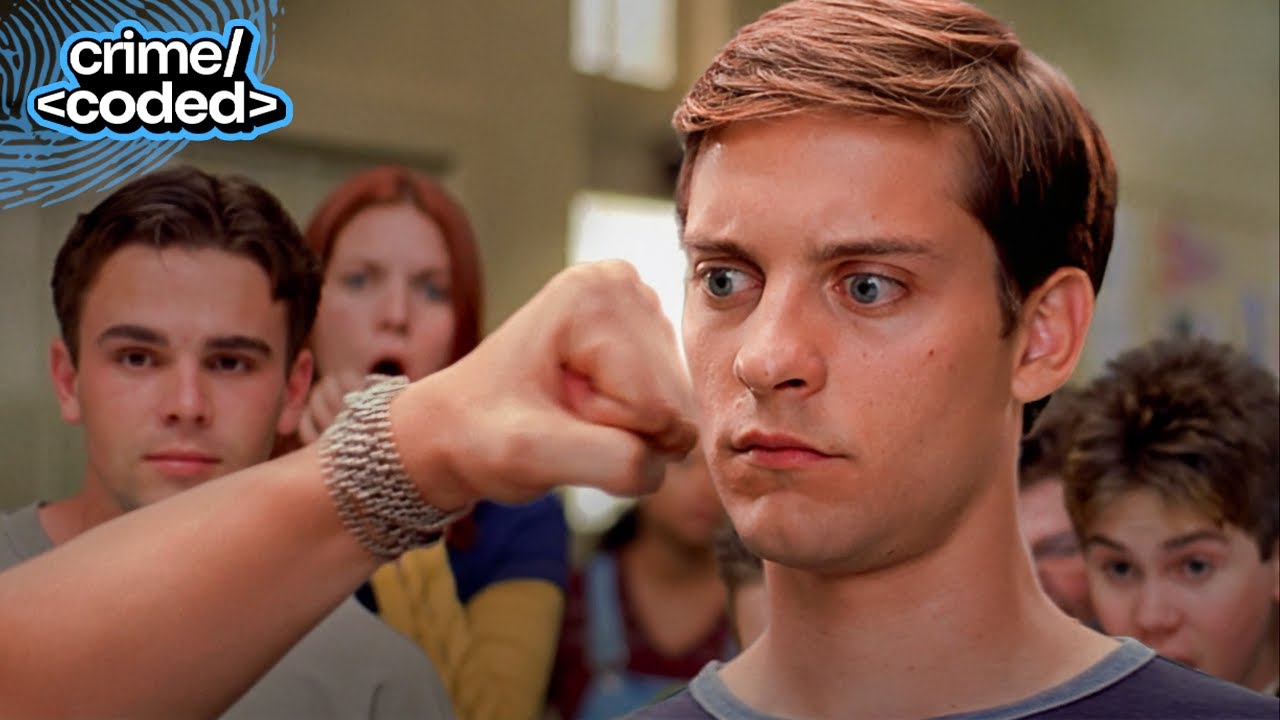 spider-man (2002) - peter takes down flash at school
