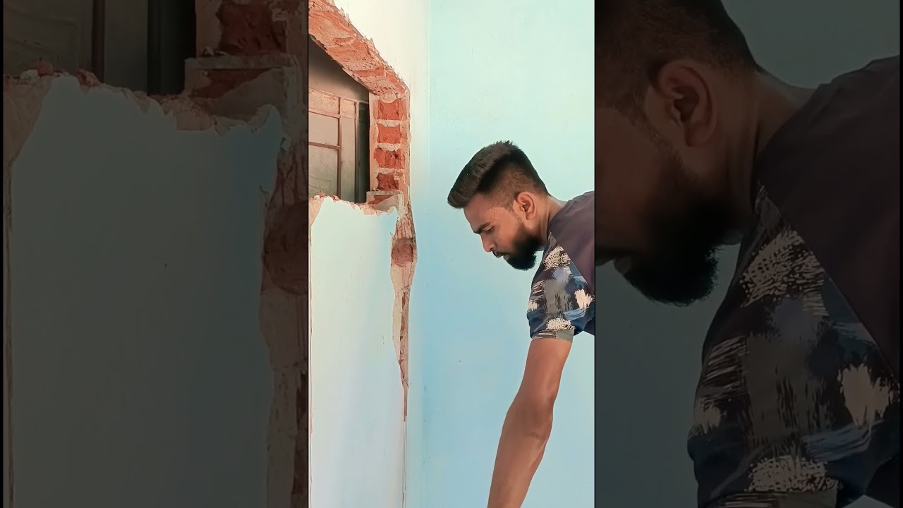 Brick wall demolition work underway | Wall Breaking machine #demolition #wall #shorts