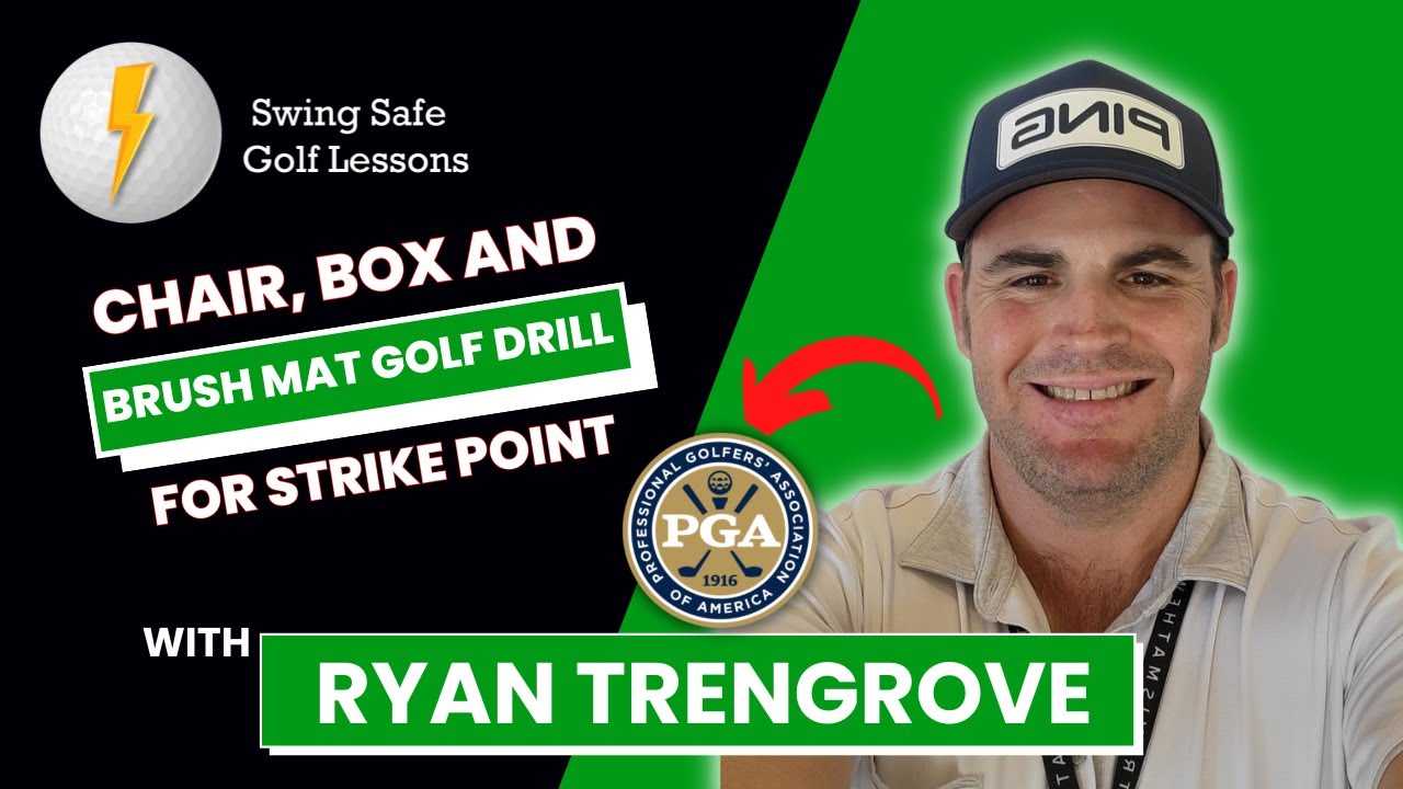Chair, Box and Brush Mat Golf Drill for Strike Point
