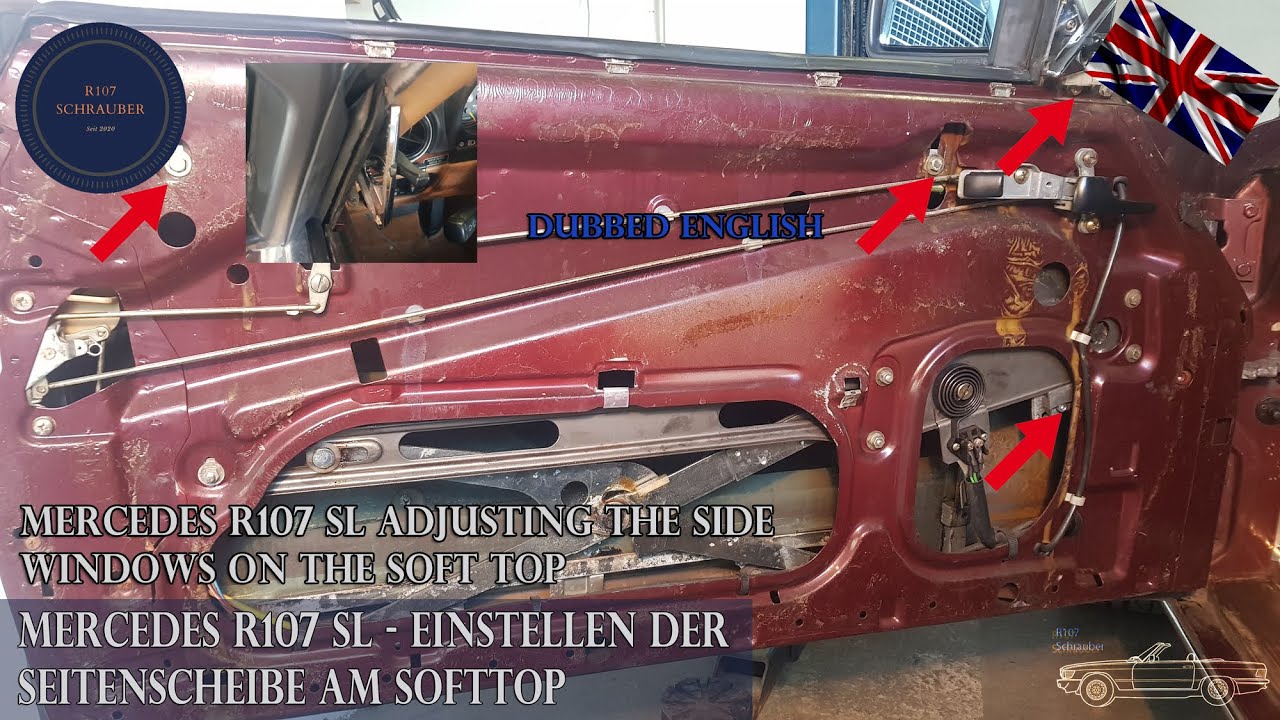 Mercedes R107 SL Регулировка боковых окон на мягком верхе