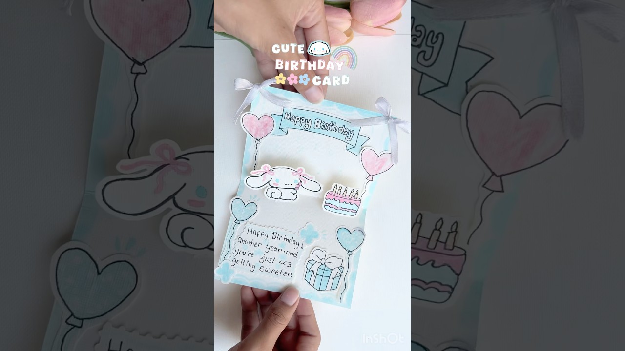 DIY cute birthday card🩵🤍#shorts #birthdaycard #diy #craft #birthday #popupcard