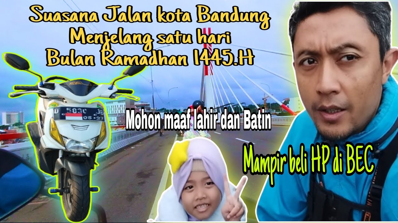 Suasana di pusat kota Bandung satu hari menjelang bulan suci ramadhan 1445.H mampir beli HP di BEC