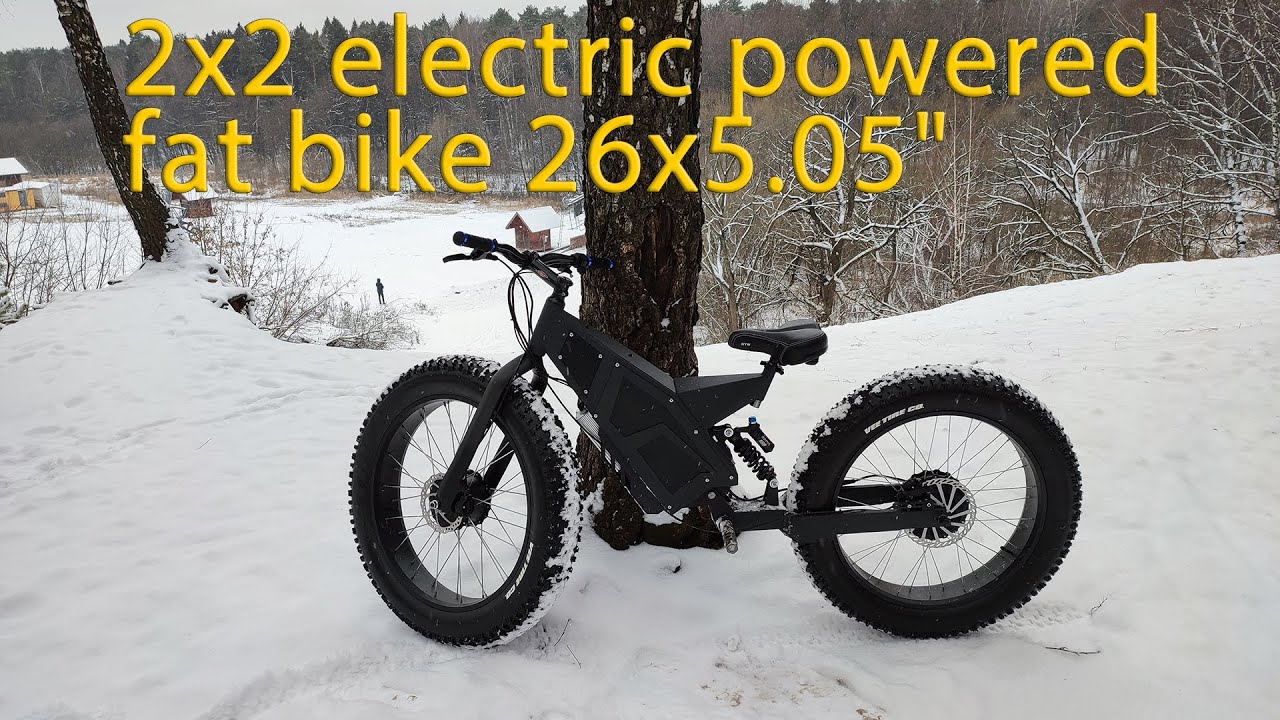First snow - first ride on 2X2 electric powered fat bike 26x5.05