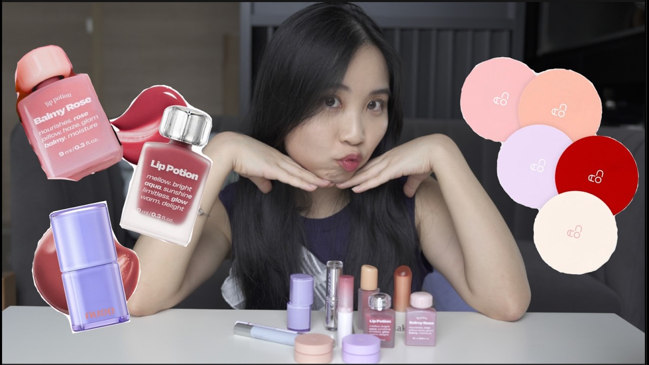Korean glossy & juicy✨ lip products try on review💋 | ROM&ND, AOU, Heart Percent, NUSE, LAKA and more