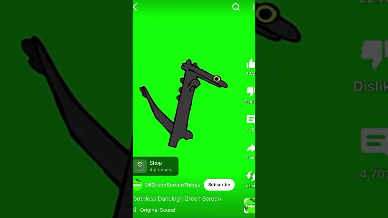 Green screen on toothless dancing