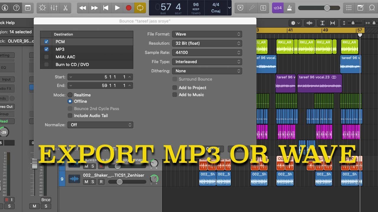 Logic Pro X Tutorial: How to Export/Bounce Music to MP3 & WAV | High Quality (Punjabi)
