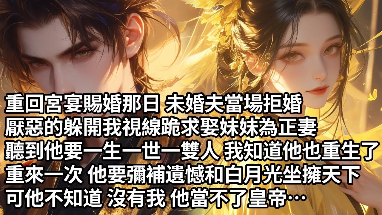【一口氣看完】重回宮宴賜婚那日 未婚夫當場拒婚，厭惡的躲開我視線跪求娶妹妹為正妻，聽到他要一生一世一雙人 我知道他也重生了，重來一次 他要彌補遺憾和白月光坐擁天下，可他不知道 沒有我 他當不了皇帝…