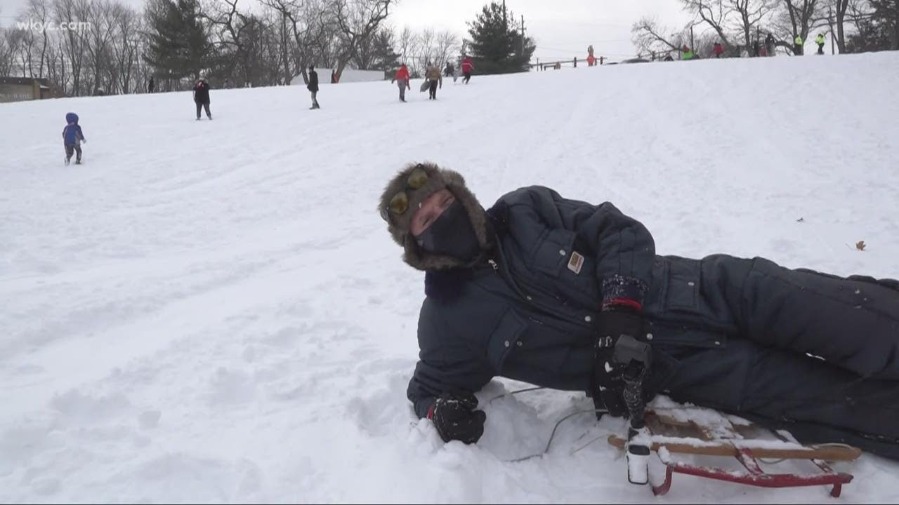 Mike Polk Jr. tries out one of the best sledding hills in Northeast Ohio
