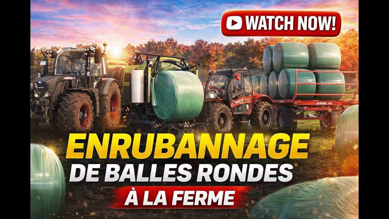 ENRUBANNAGE de BALLES RONDES à la FERME 🚜 | The Pichonière Valley 🌾 | Farming Simulator