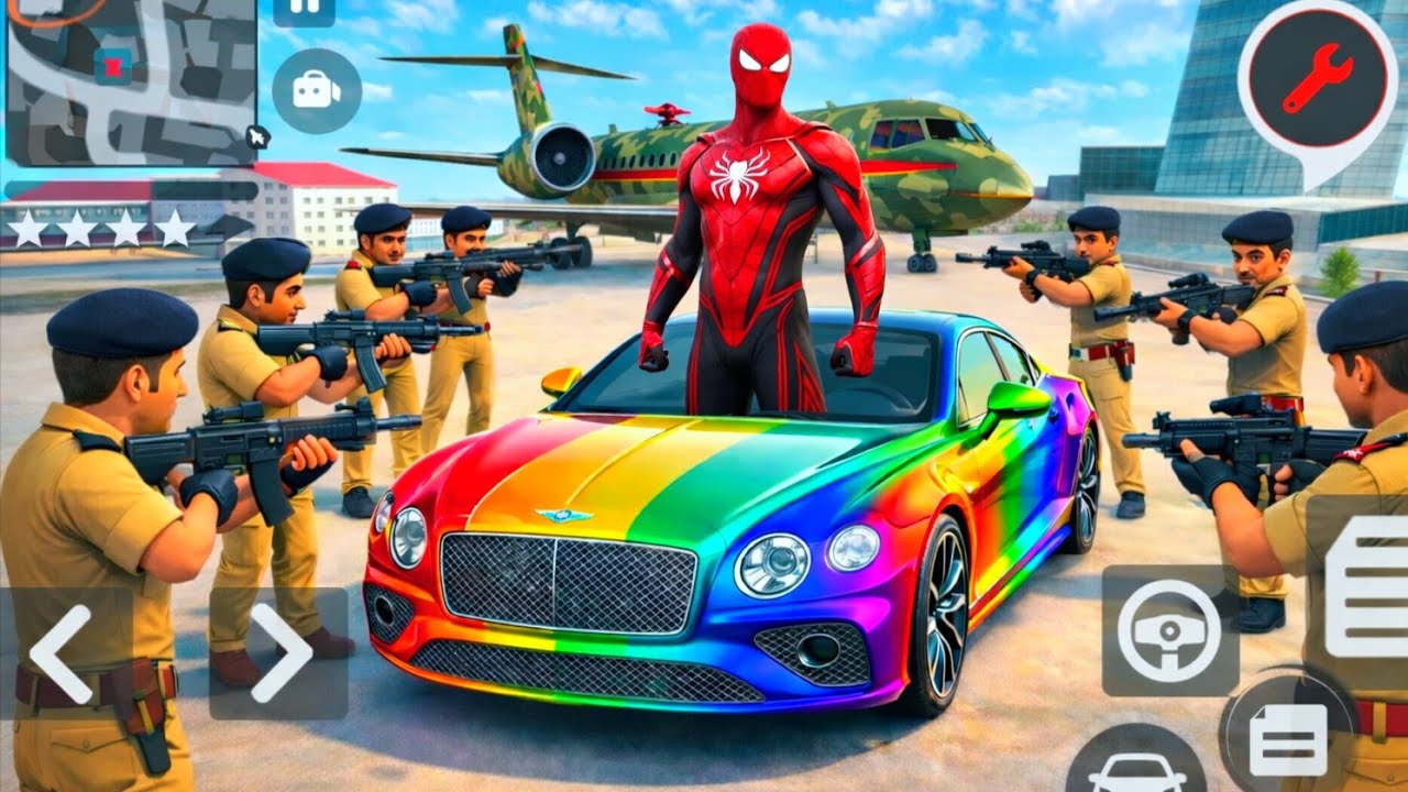 💪 Big Spider-Man Car And Airplane Drive 🤑 Police Attack 🙏 Indian Theft Aura Simulator Part 2