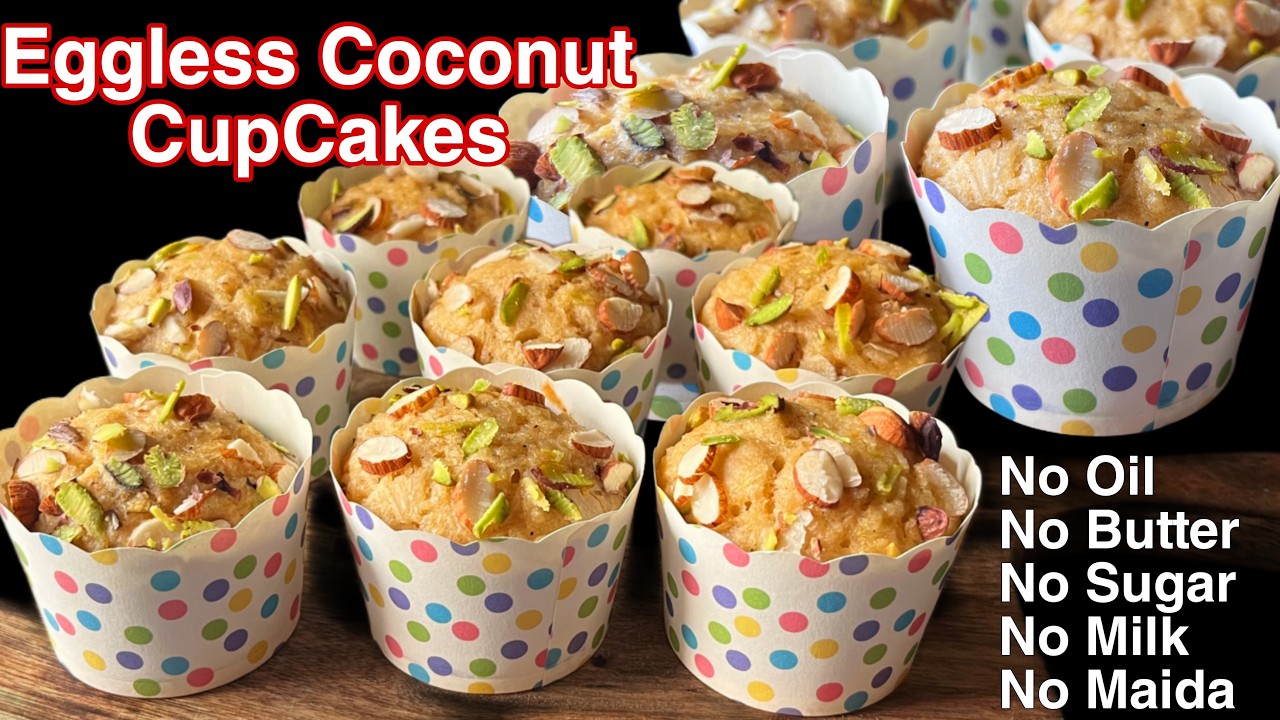 Soft Moist Eggless Cup Cakes | No Oil No Butter No Sugar No Milk No Maida No Oven Healthy Cup Cakes