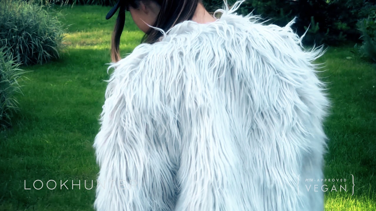 Light Grey Faux Llama Fur Jacket