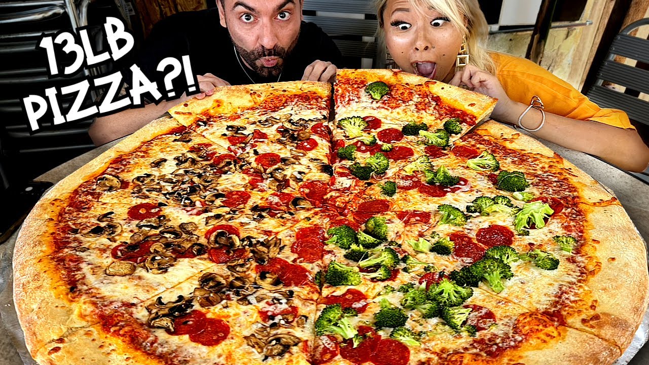 13LB TEAM PIZZA CHALLENGE with @Corbucci Eats  at Luigi's Pizza in San Diego, CA!! #RainaisCrazy