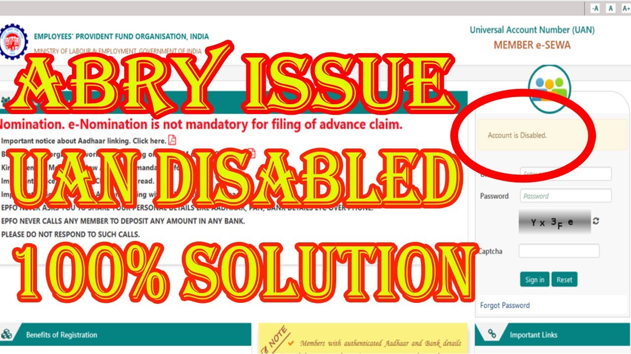 UAN Disabled due to ABRY Scheme // PF Account Disabled Problem Solution // UAN Disabled Solution