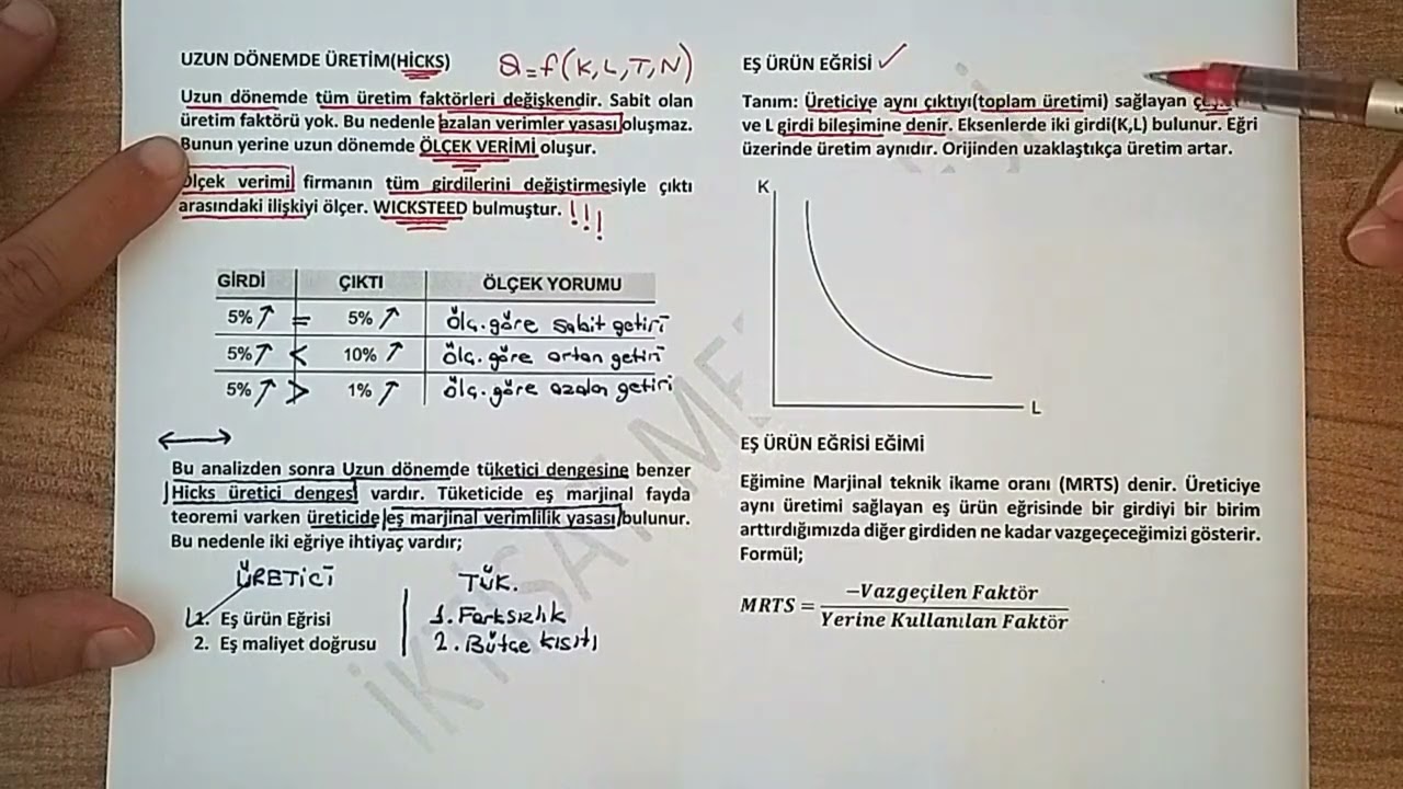 51) ÜRETİMİN UZUN DÖNEM ANALİZİ - I (Eş Ürün Eğrisi ve Özellikleri)