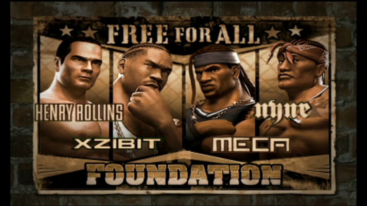 Def Jam Fight for NY (PS2) - Henry Rollins vs Xzibit vs Meca vs Nyne (Free for All)