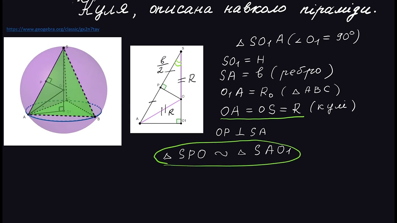 Куля, описана навколо піраміди