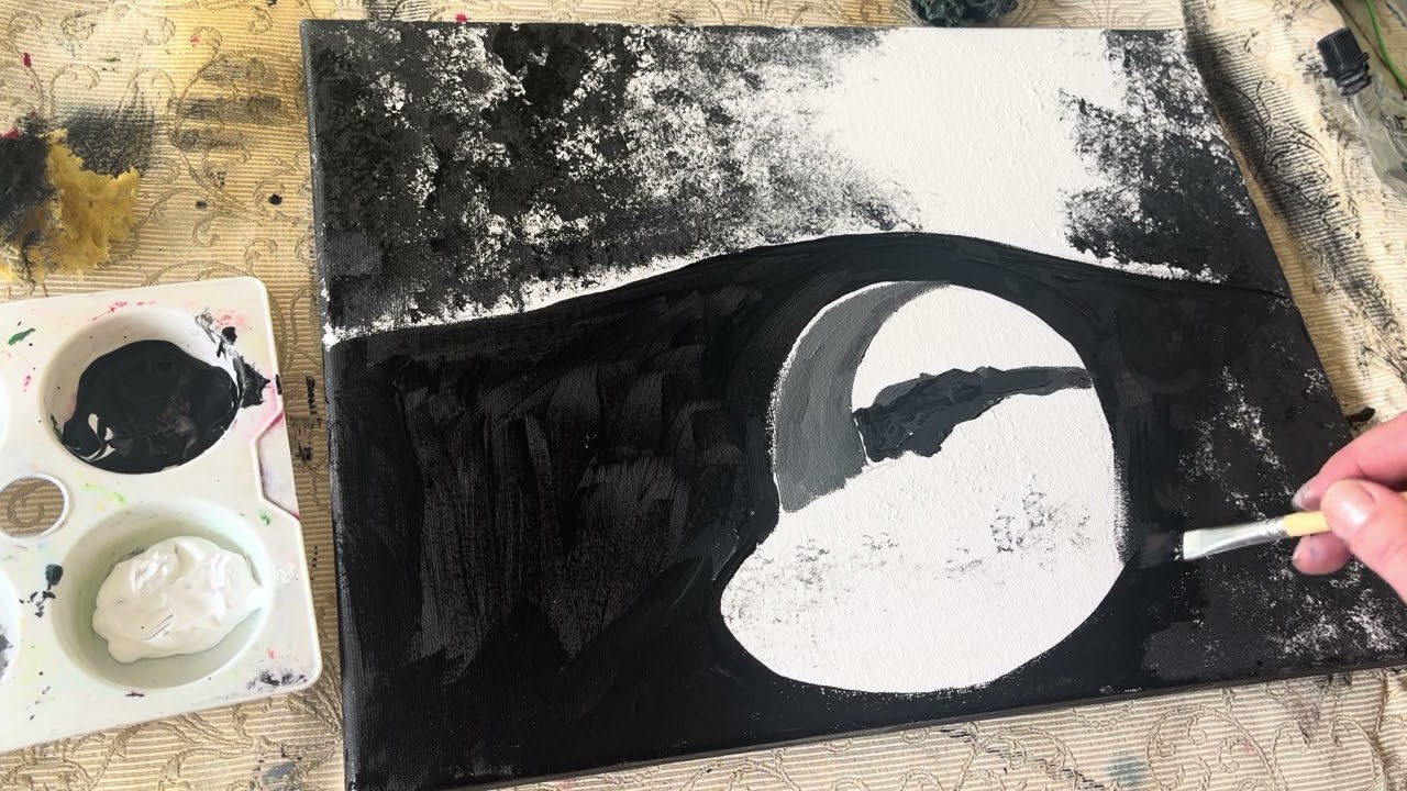 ASMR painting prep’Elterwater Bridge’ #notalkingasmr pencil & brush on canvas tingles