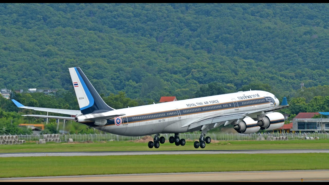Royal Thai Air Force Airbus A340-500 Touch and Go ,Landing, Take off @ CNX.