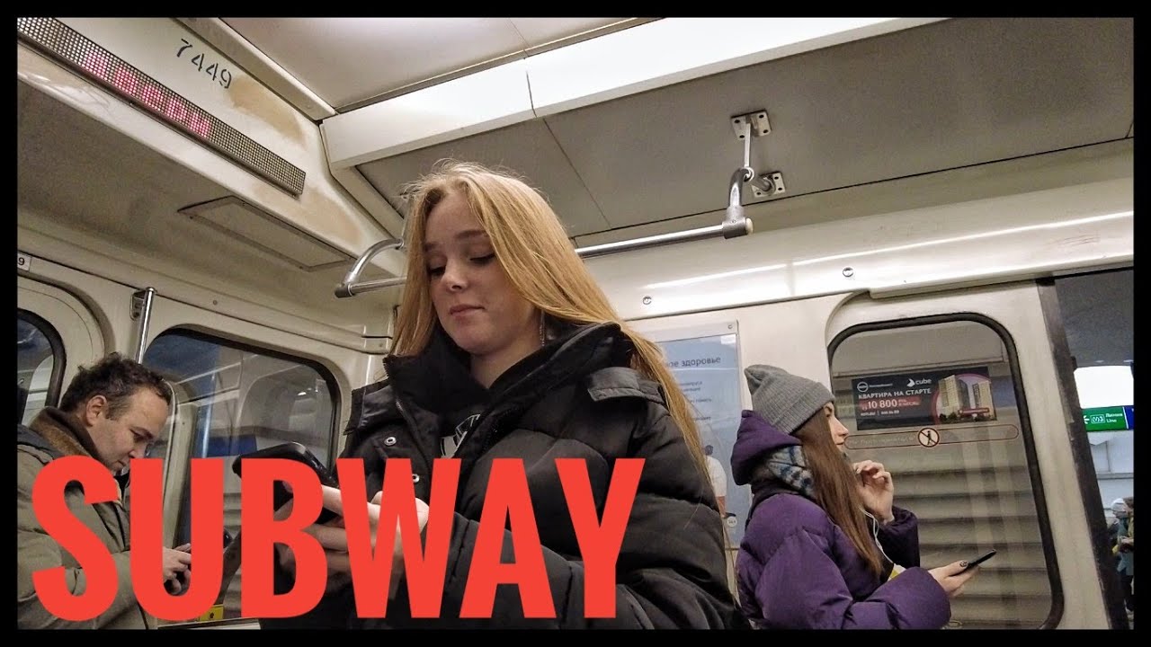 Girls, Subway Ride St. Petersburg, Russia. Metro LIVE CAMERA