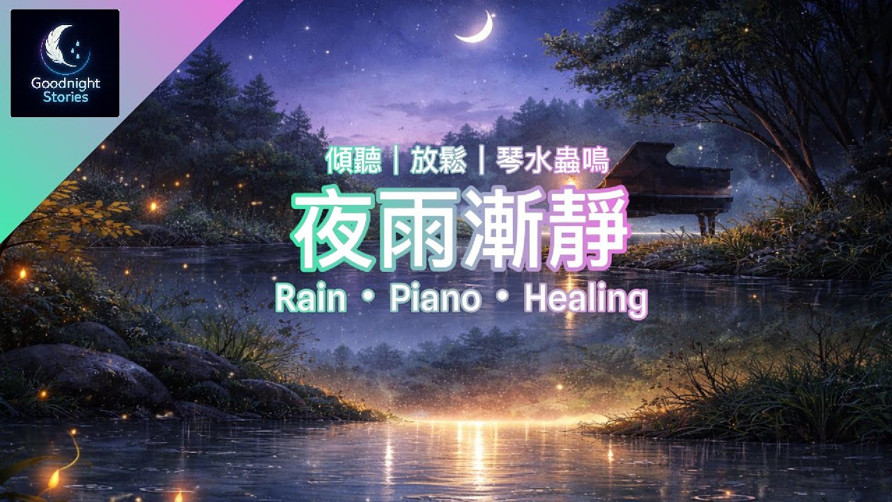 【夜雨漸靜】鋼琴 × 蟲鳴 → 雨聲 × 遠景鋼琴｜放鬆・助眠｜Goodnight Stories｜Relax & Healing