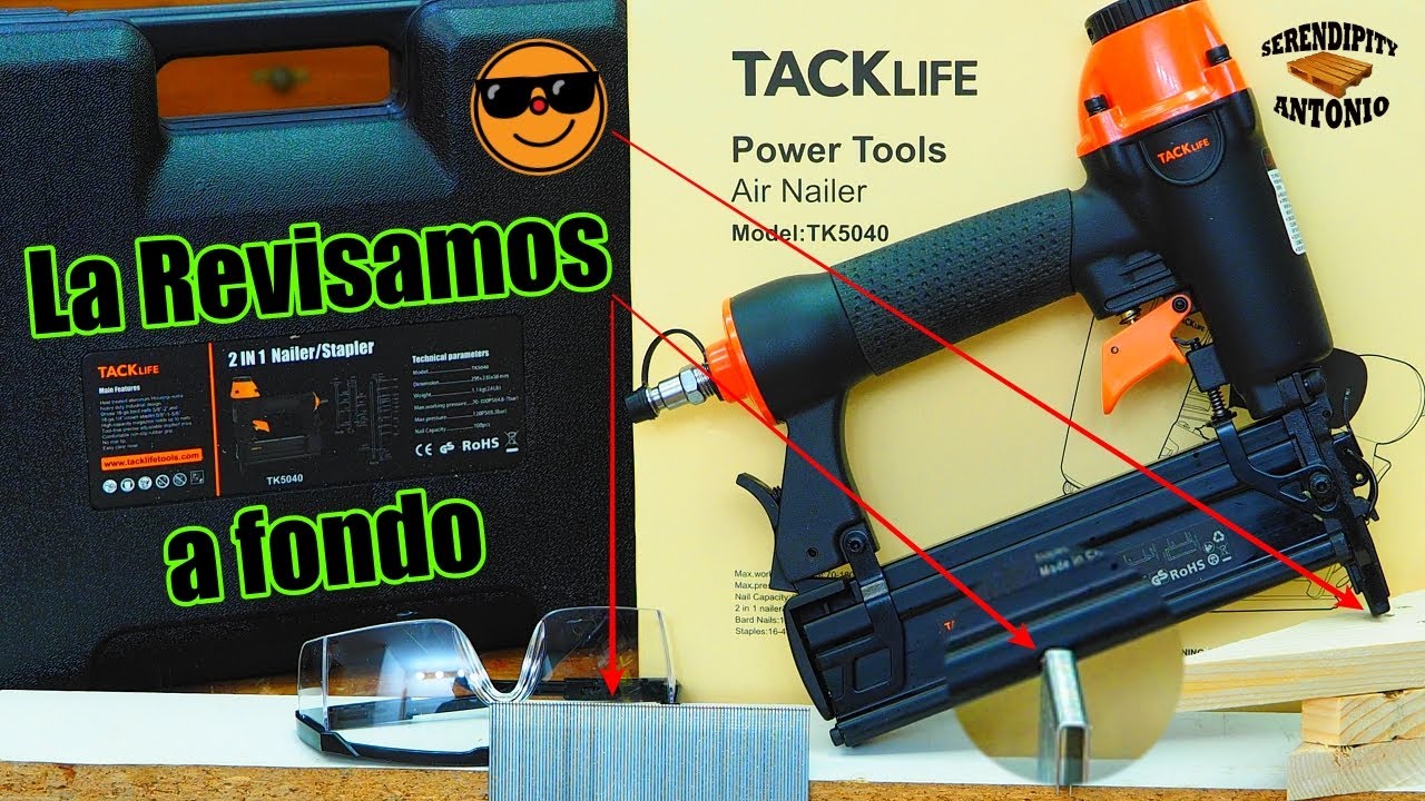 Revisión y puesta en marcha Tacklife 2 en 1 clavadora, grapadora neumática
