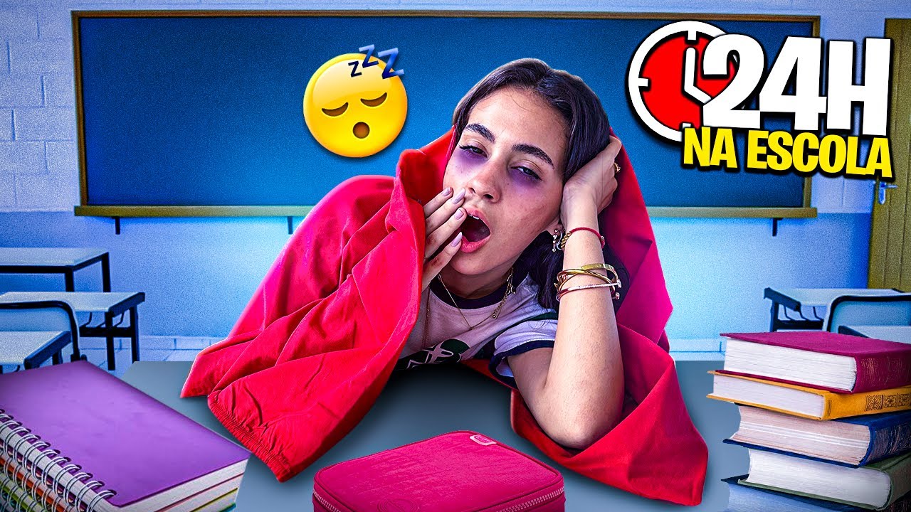 24H na ESCOLA 😱PASSEI O DIA INTEIRO na minha Escola 😴 Rotina Manhã e Noite *mostrei tudo*
