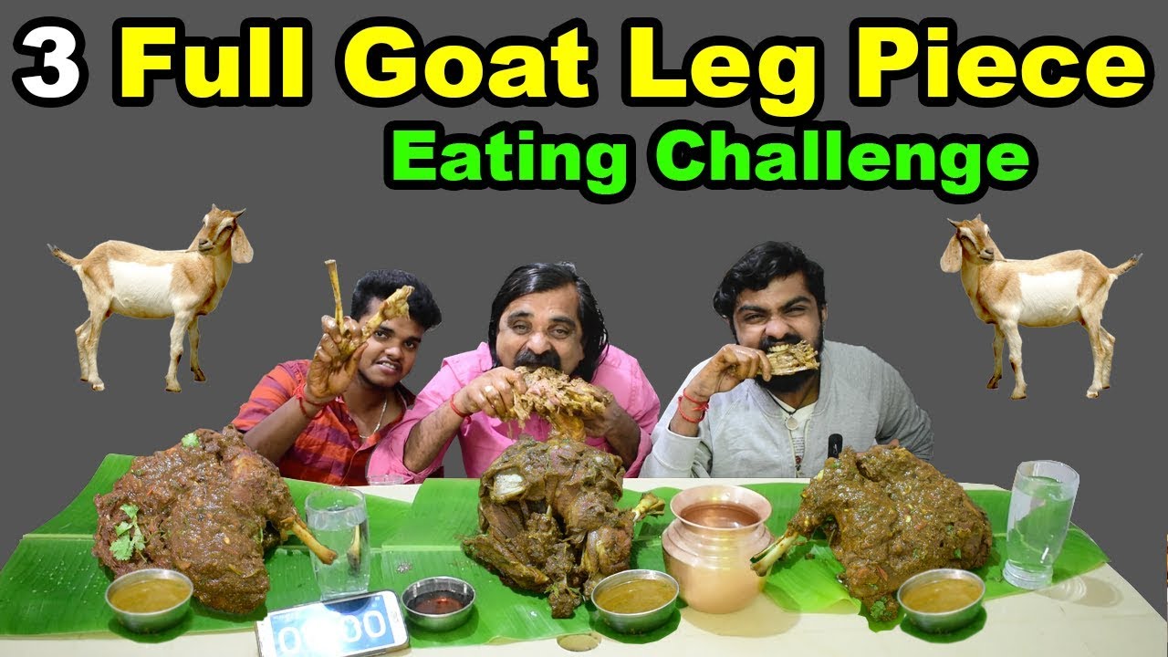 3 Full Goat Leg Piece Eating Challenge | Daddy vs Son's | Saapattu Raman | Leg Piece recipe in Tamil