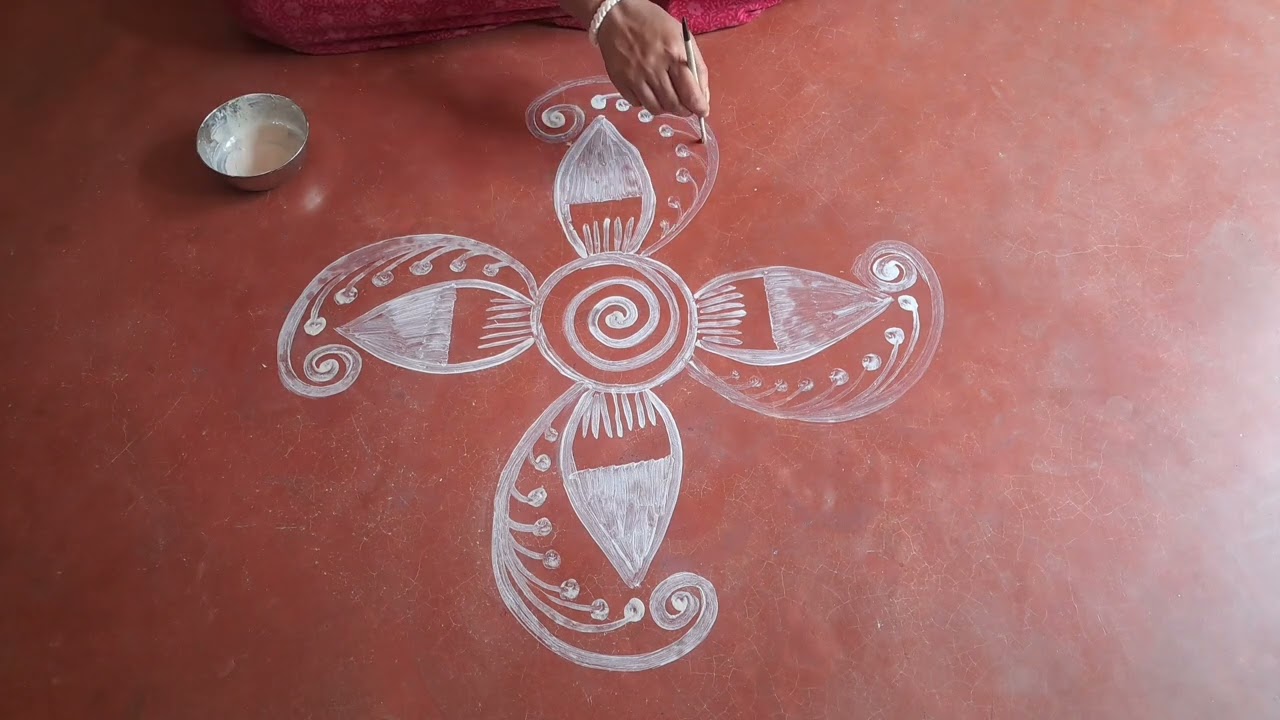 Easy rangoli/ Round Alpona Design For Festival/ Muggulu design/ Diwali Rongoli#art #video #youtube 