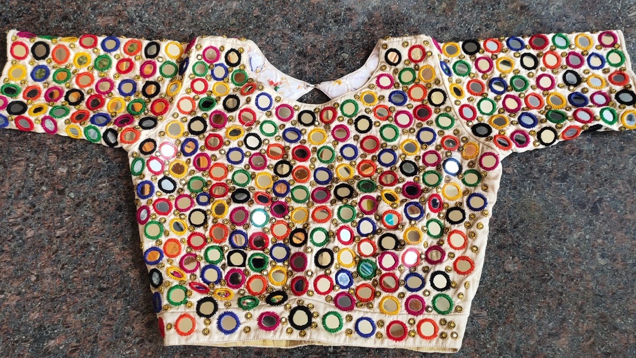 Easy  mirror work design for stitched blouse//beautiful mirror work design// mirror work .