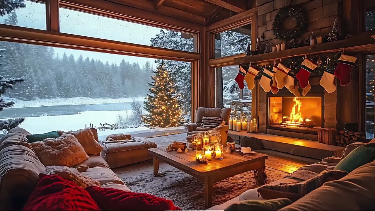🌟 Hygge Winter Fireplace & Calming Piano Music for Deep Sleep, Cozy Snow Day Ambience ❄️