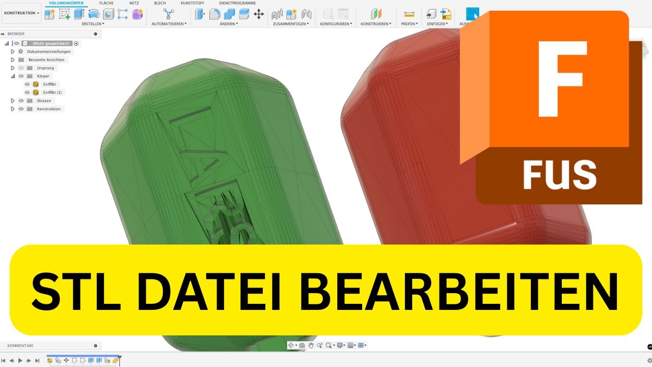 STL Dateien personalisieren Fusion 360 Tutorial Deutsch