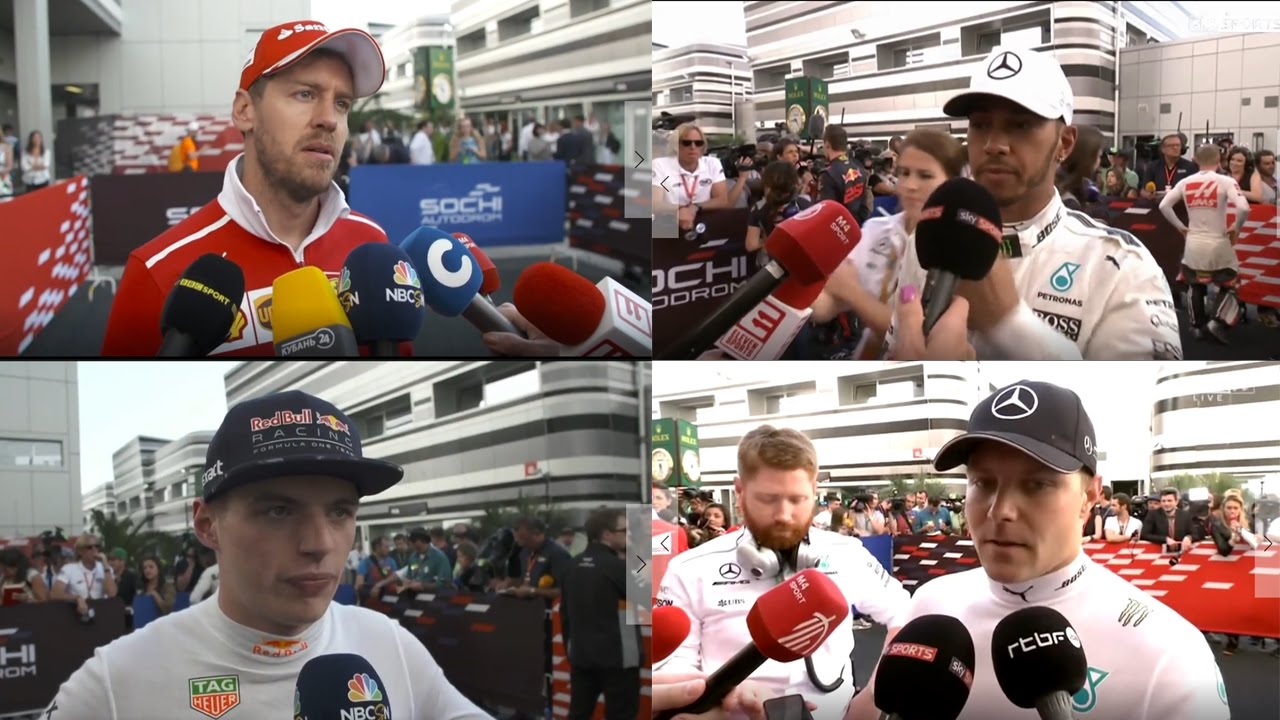 ALL Drivers post-race interview Russian GP F1 2017