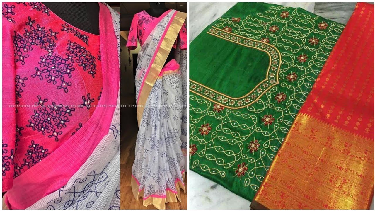 Latest muggu design blouses || kolam work blouse designs