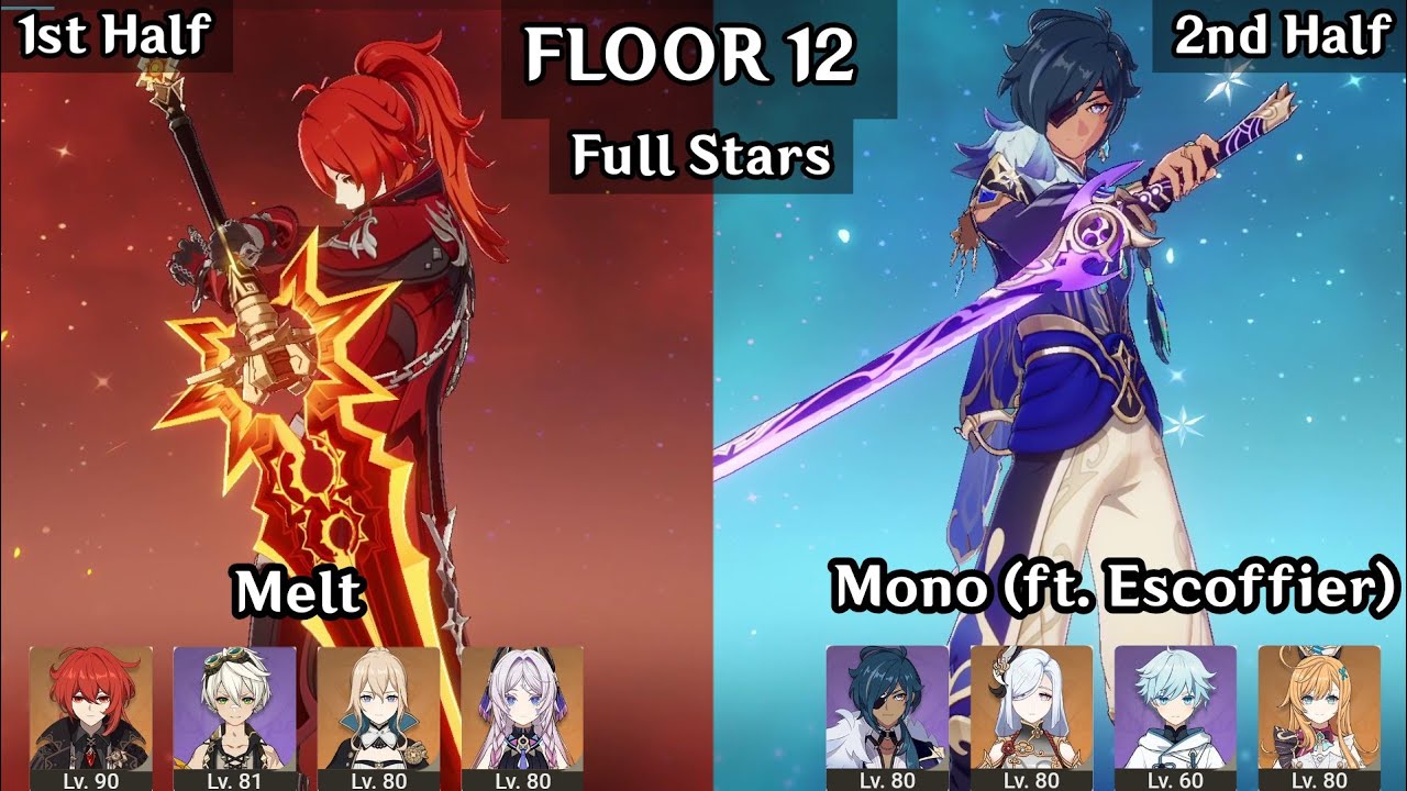Diluc Melt + Kaeya Escoffier Mono Cryo | 5.5/5.6 Spiral Abyss Floor 12 9 Stars | Genshin Impact