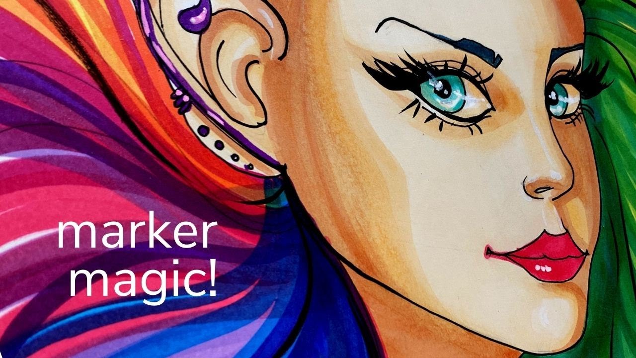 ✏️ STEP-by-STEP 3/4 Face Drawing for BEGINNERS #50funfabfairies with ArtBeek Alcohol Markers!