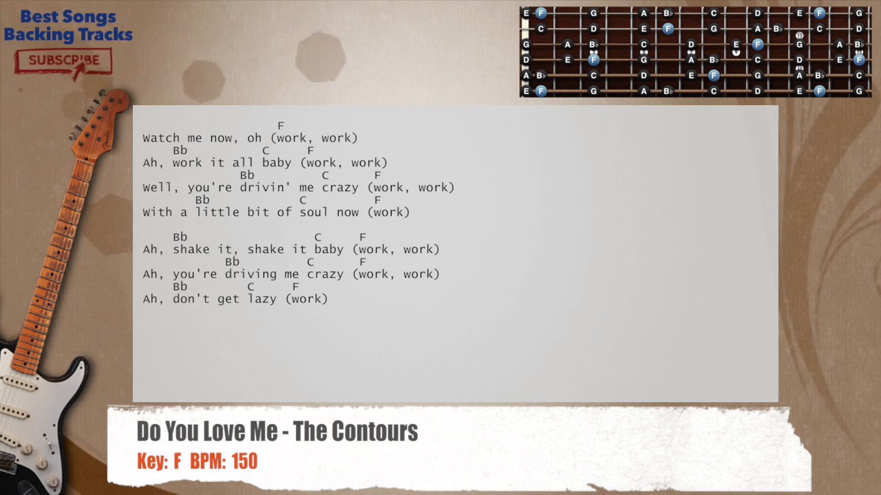 🎸 Do You Love Me - The Contours Guitar Backing Track with chords and lyrics