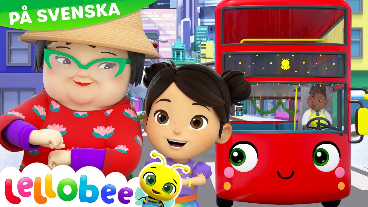 Jul-hjulen på bussen | Lellobee Svenska | Barnsånger | Inlärningsvideor för barn
