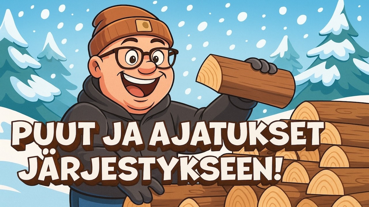 PAKKASPÄIVÄN PUUPINON JÄRJESTELYÄ